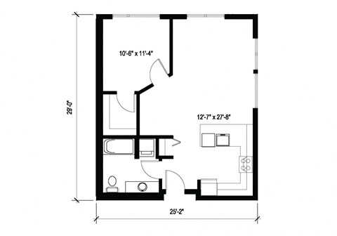 Stack House Apartments in Seattle, Washington 1x1 Floor Plan